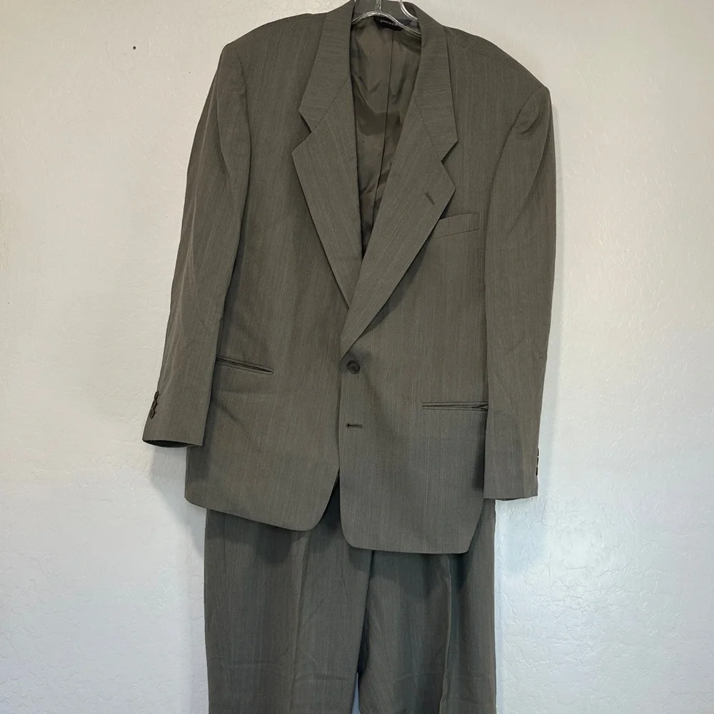 Pierre Cardin gray 2 piece Suit Blazer 44R Trousers pants 38x30 100% wool‎ mens